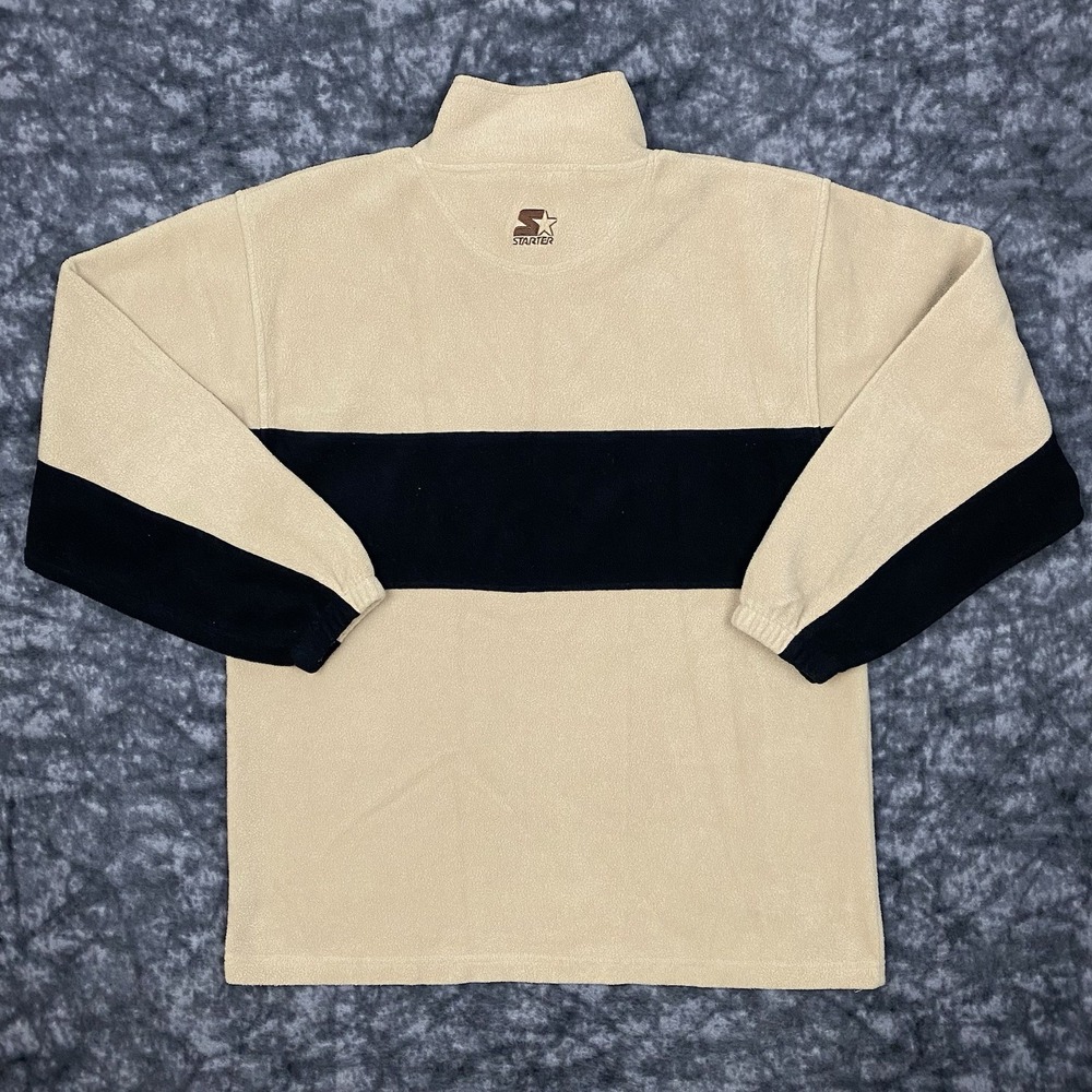 Colorado Buffaloes Starter Fleece Jacket Mens Size L Beige Striped Retro Logo - Picture 2 of 11